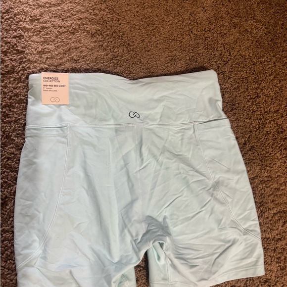 CALIA by Carrie Underwood Women's Pastel Blue Bike Shorts - Picture 2 of 3